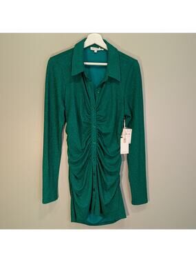 Good American Shirt Dress Green Sparkle NYE Festive Holiday Glam - Size 3(L)